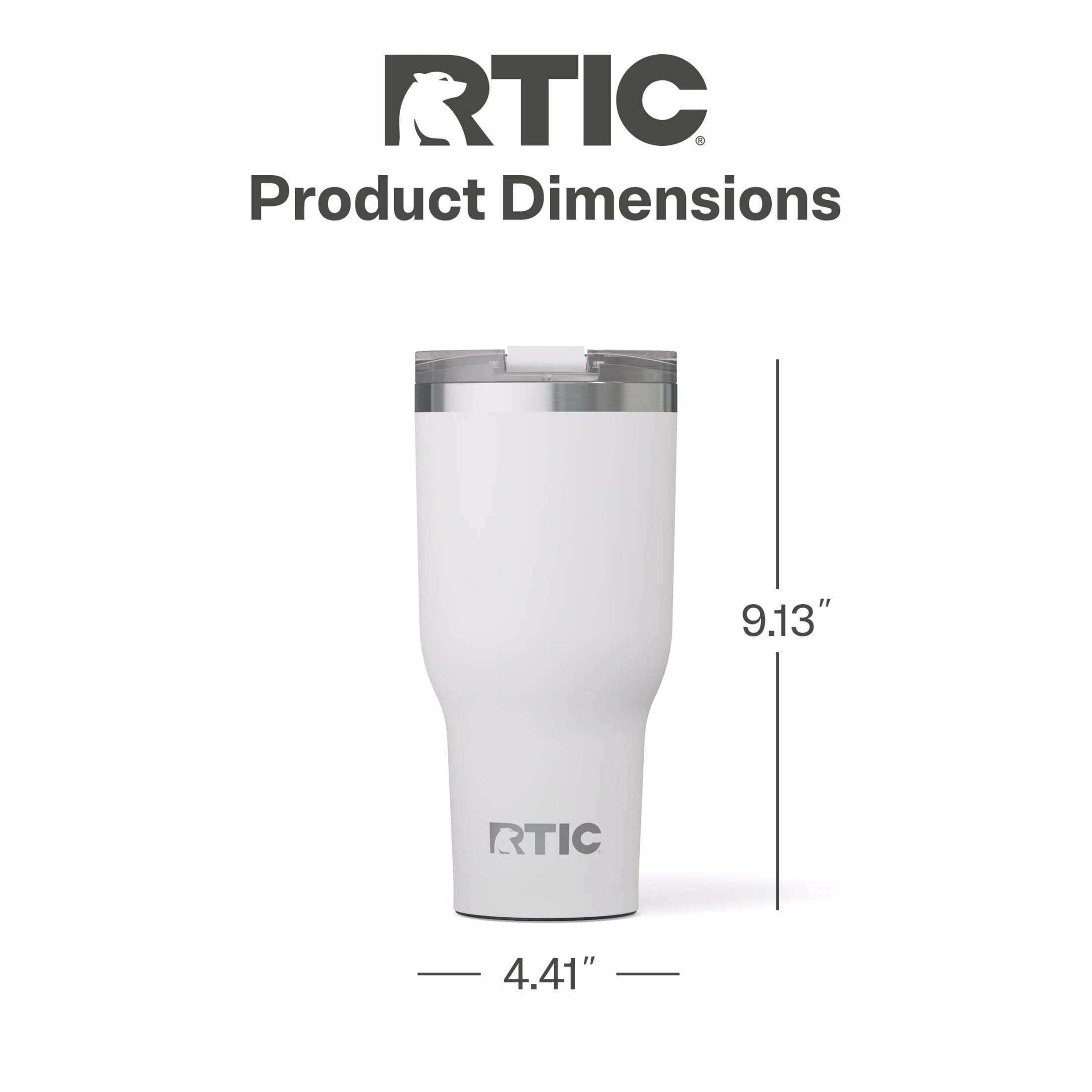RTIC 40 oz Ceramic Lined Insulated Essential Tumbler, Leak-Resistant Lid, White