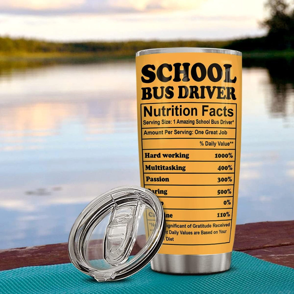 School Bus Driver Gifts Personalized Drivers Tumbler Stainless Steel Insulated Coffee Travel Mug Cup With Lid 20oz 30oz Custom Name Birthday Christmas Appreciation Gift For Women Men