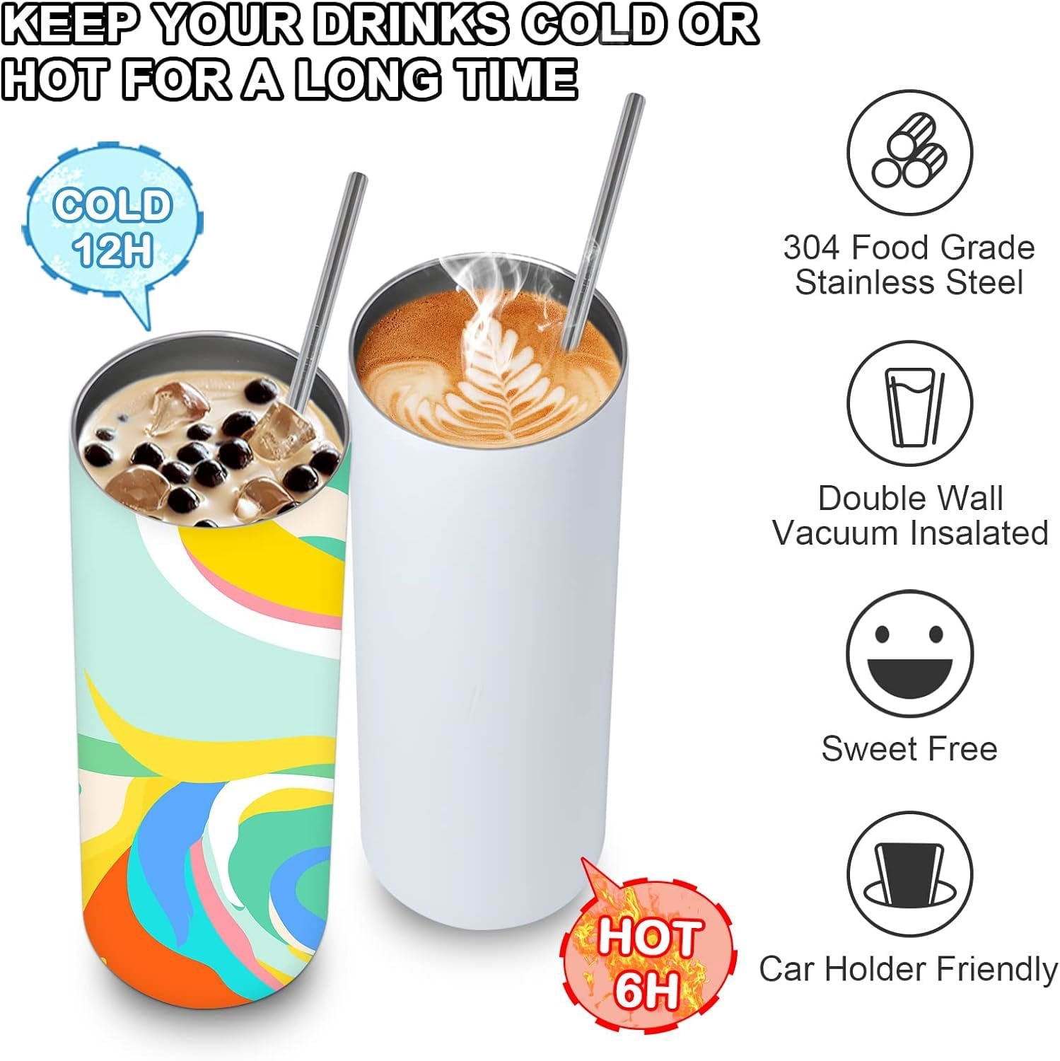 MEGADOO 20oz Double Wall Vacuum Insulated Tumbler, Stainless Steel Sublimation Blank, 10-Pack