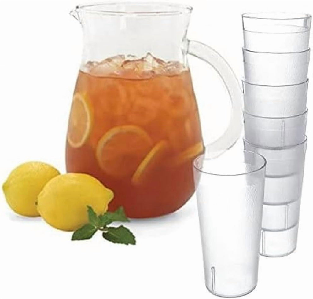 TrueCraftware- Set of 12 Pebbled Tumbler/Drinking Cups 16-Ounce Clear Color- Reusable Premium Water Iced Tea Glasses Stackable Dishwasher Safe Break-Resistant for Home and Restaurants