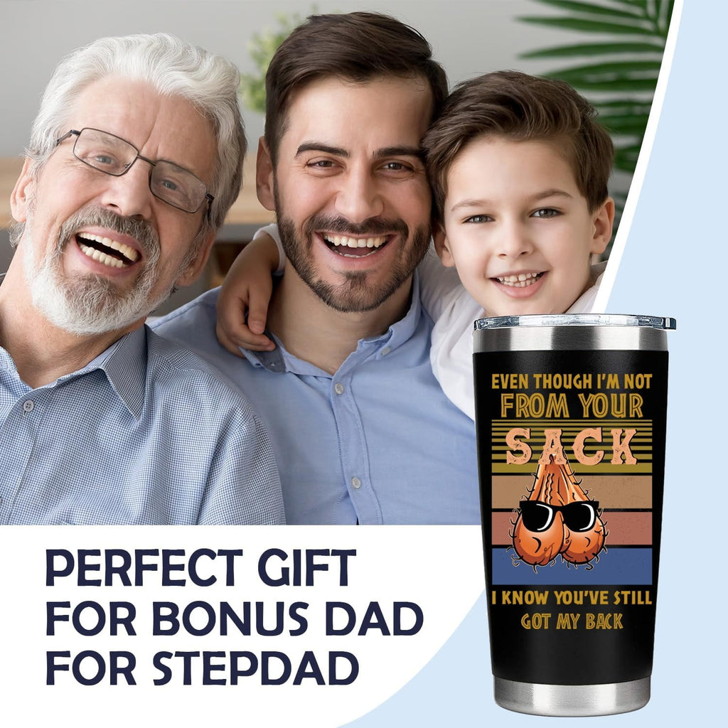 Bonus Dad Gifts - Step Dad Gifts From Daughter, Son, Kids - Funny Stepdad Gifts - Christmas Father Day, Birthday Gifts For Stepdad - Best Bonus Dad Travel Coffee Mug 20 oz Tumbler