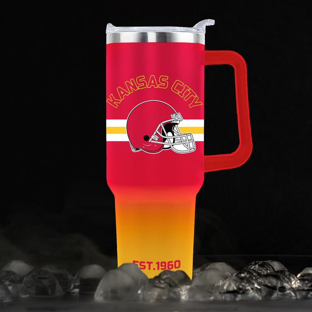 Kansas City Tumbler Cup - Kansas City Gifts for Men - 40 OZ Insulated Stainless Steel Coffee Travel Mug with Lid and Straw