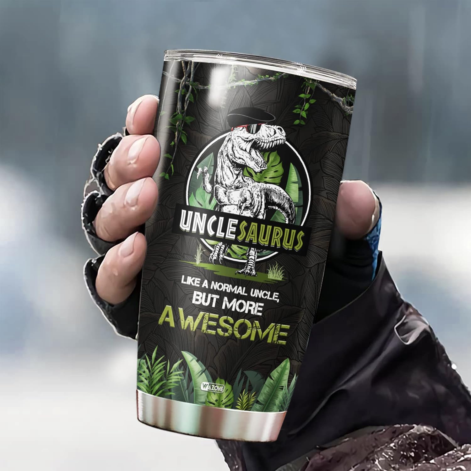 Unclesaurus Tumbler Cup With Lid Travel Mug 20Oz Insulated Stainless Steel Thermos Gift Idea Birthday Christmas Presents For Awesome Uncles Best Uncle Saurus Ever From Niece Nephew