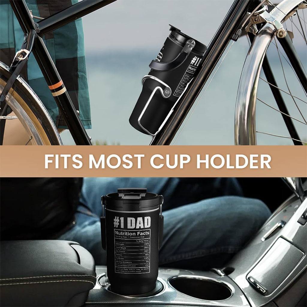 Best Dad Ever Tumbler 30oz with Carry Handle, Stainless Steel Insulated Tumblers Travel Cup with Flip Straw Lid, Gifts for Dad from Daughter Son, Dads Gift for Birthday Christmas Fathers Day