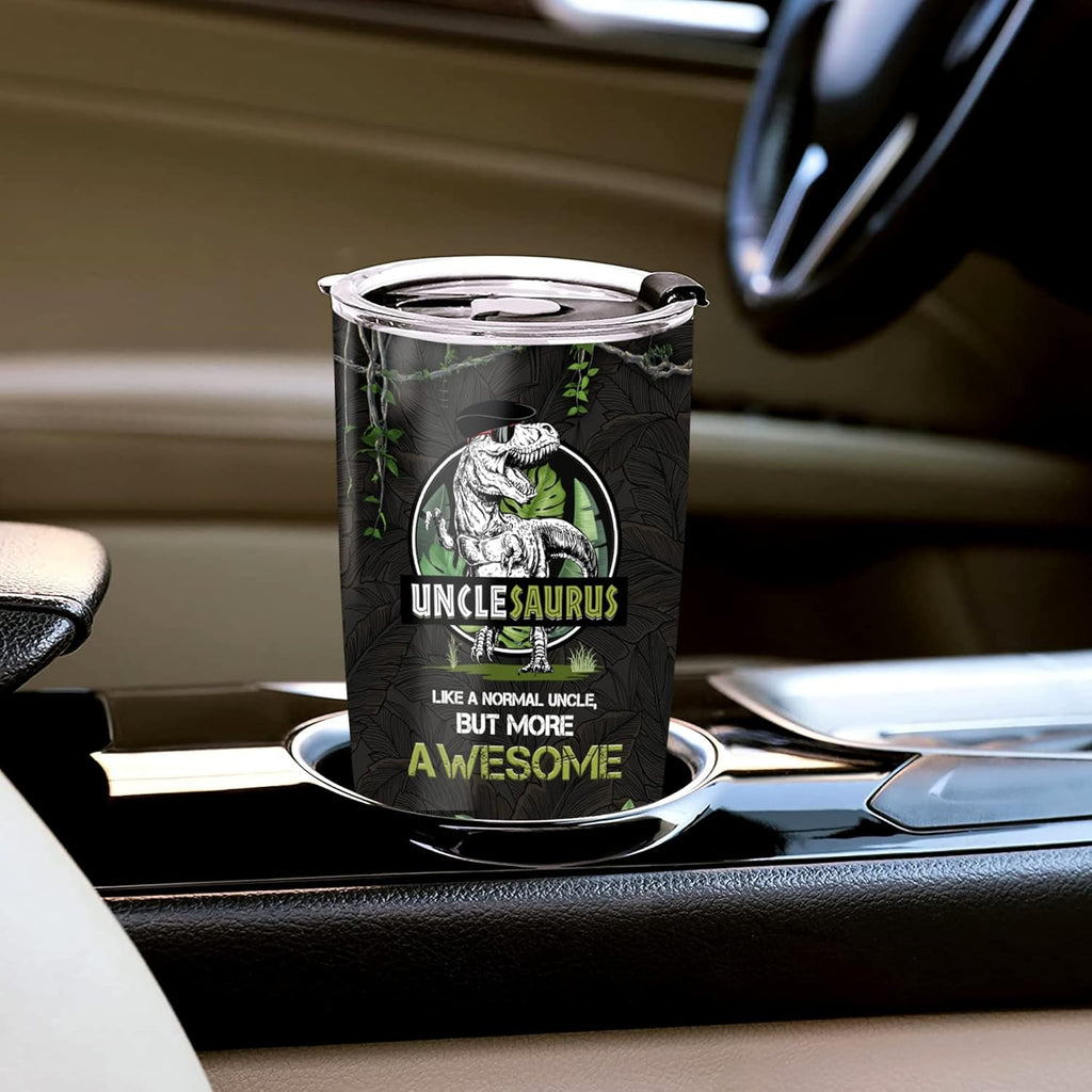 Unclesaurus Tumbler Cup With Lid Travel Mug 20Oz Insulated Stainless Steel Thermos Gift Idea Birthday Christmas Presents For Awesome Uncles Best Uncle Saurus Ever From Niece Nephew