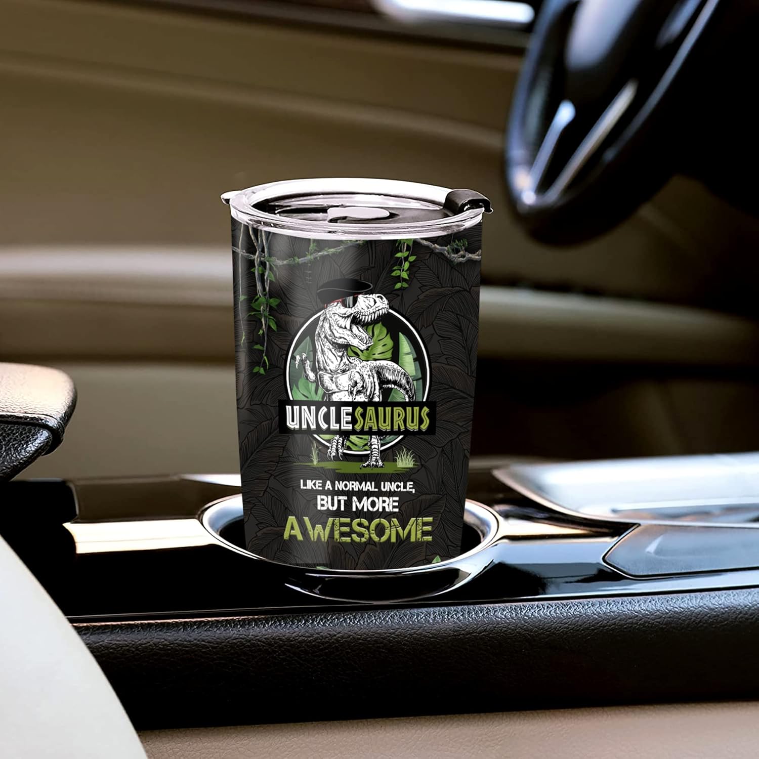 Unclesaurus Tumbler Cup With Lid Travel Mug 20Oz Insulated Stainless Steel Thermos Gift Idea Birthday Christmas Presents For Awesome Uncles Best Uncle Saurus Ever From Niece Nephew