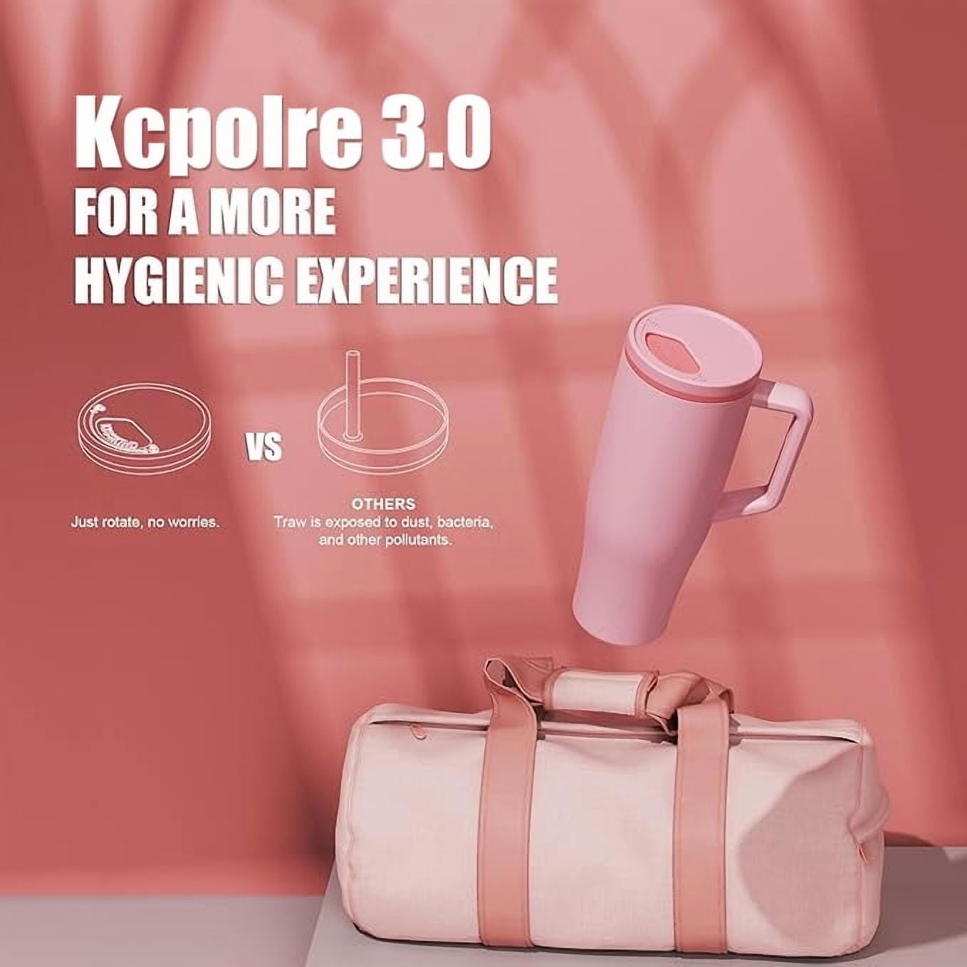 Kcpolre 40 oz Tumbler with Handle and Straw Lid, 100% Leakproof Stainless Steel Vacuum Insulated Cup Travel Coffee Mug Water Bottle, Car Cup Holder Friendly, Rubber Base, Gifts for Women Men (Tea)