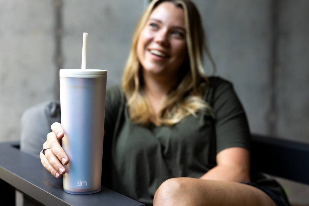 (3 pack) Simple Modern 24 fl oz Double Wall Plastic Classic Tumbler with Straw|Opalescent