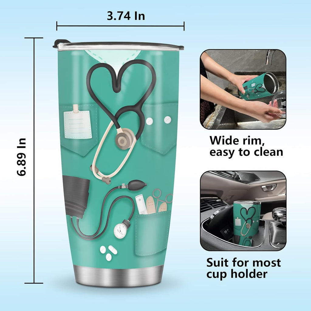 Mug Tumbler Gifts for Nurse - Gifts for Women Girls Nurse Practitioner Appreciation Presents Nursing School Graduation Nurses Week Nurse Accessories 20oz Stainless Steel Coffee Cup
