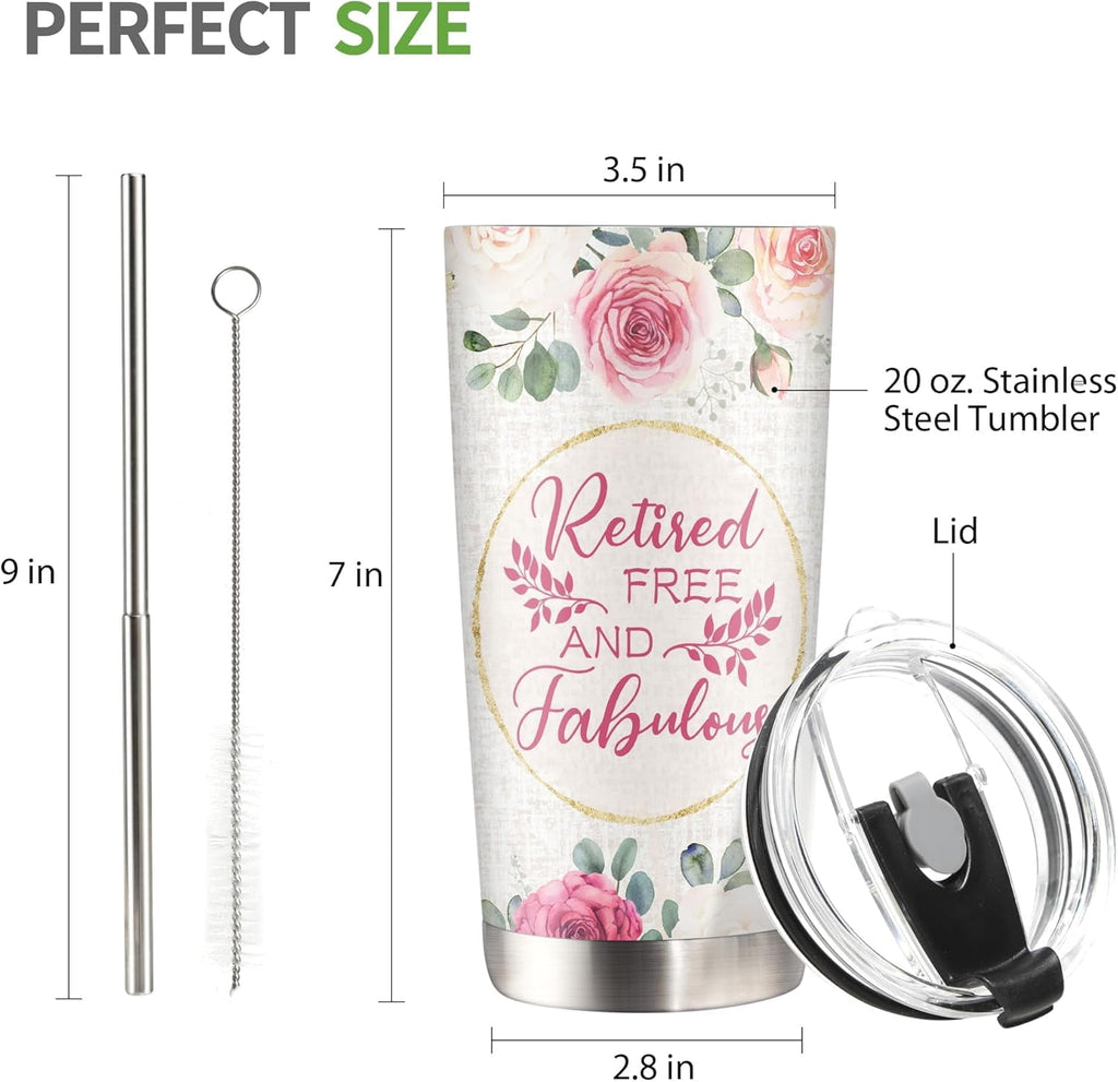 Retirement Gifts for Women 2023, Stainless Steel Retirement Tumbler 20oz, Happy Retirement Gifts, Retired Gifts Ideas for Women Coworker Teachers Nurse, Retirement Party Decoration