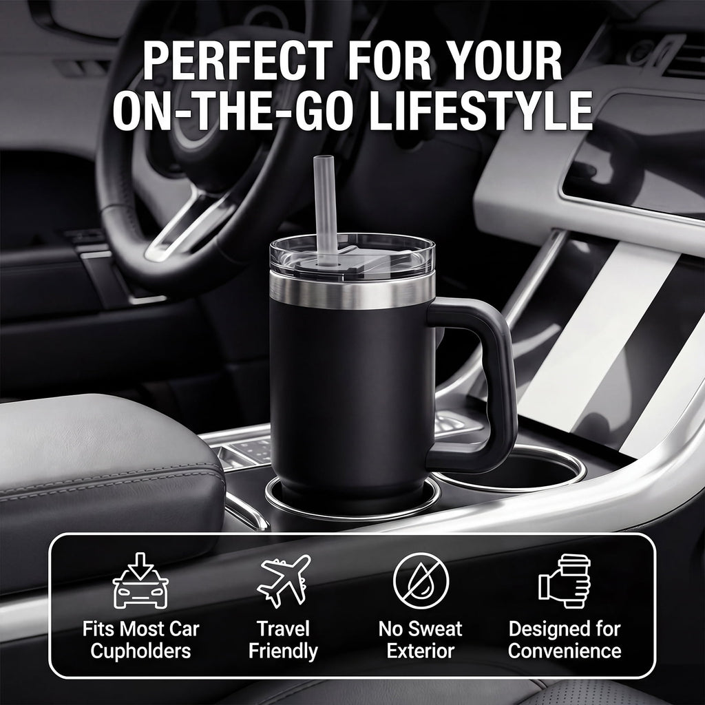 (6 pack) Ozark Trail 18 oz Stainless Steel Insulated Tumbler with Handle, Black