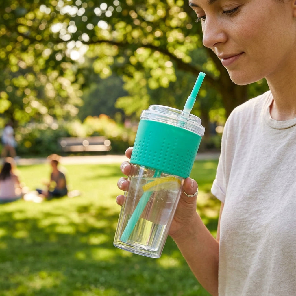Copco 20 oz Lock-n-Roll Double Wall Travel Mug – 2-Pack Insulated Coffee Tumblers with Spill-Resistant Locking Lids for Hot & Cold Drinks, Reusable BPA-Free Commuter Cups (Teal)