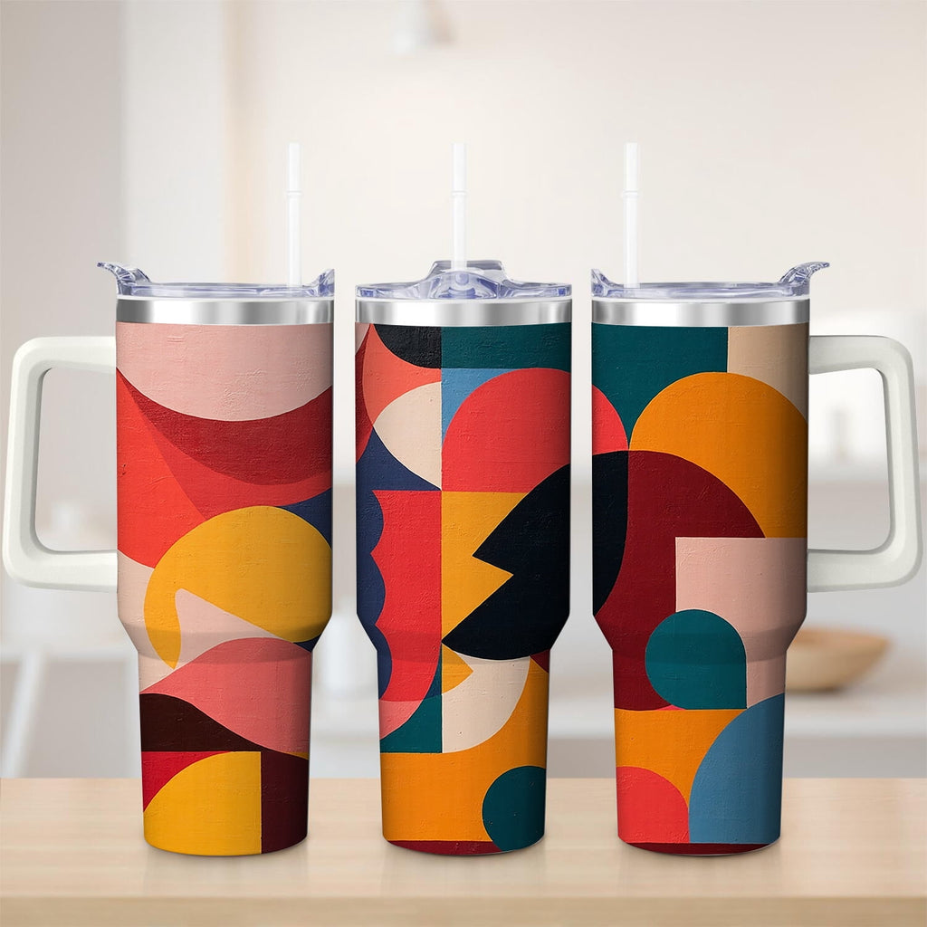 Abstract Colorful Shapes Stainless Steel Tumbler, 30oz - Tumbler