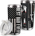 Best Dad Ever Insulated Vacuum Tumbler with Lid, Father''s Day Gifts for Dad Papa Grandpa, Mechanic Toolbox American Flag Funny Stainless Steel Double Wall Cup, 20 oz Travel Detachable Straw Mug