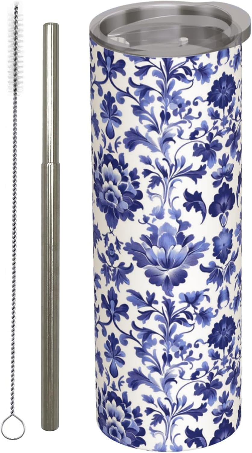 Vintage Wildflower Tumbler with Handle Lid Straw 40 Oz Spring Floral Stainless Steel Cup Retro Colorful Flower Travel Mug Iced Coffee Hot Drink Tumbler for Women Girls Gifts Party Favor - Tumbler