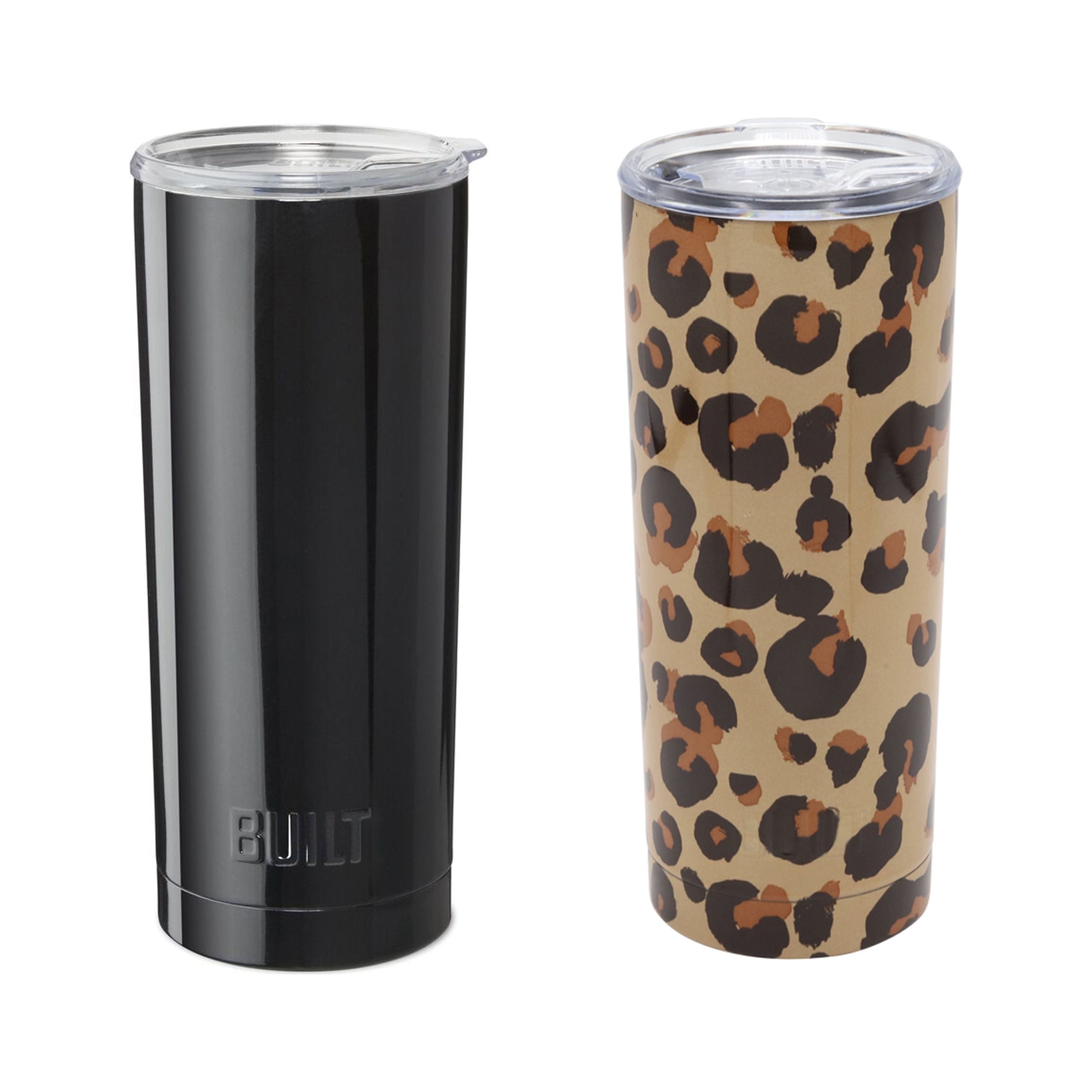 Built (Set of 2) 20-Ounce Double Wall Stainless Steel Tumblers, 20-Ounces, Stainless Steel and Tropical Pink - Tumbler