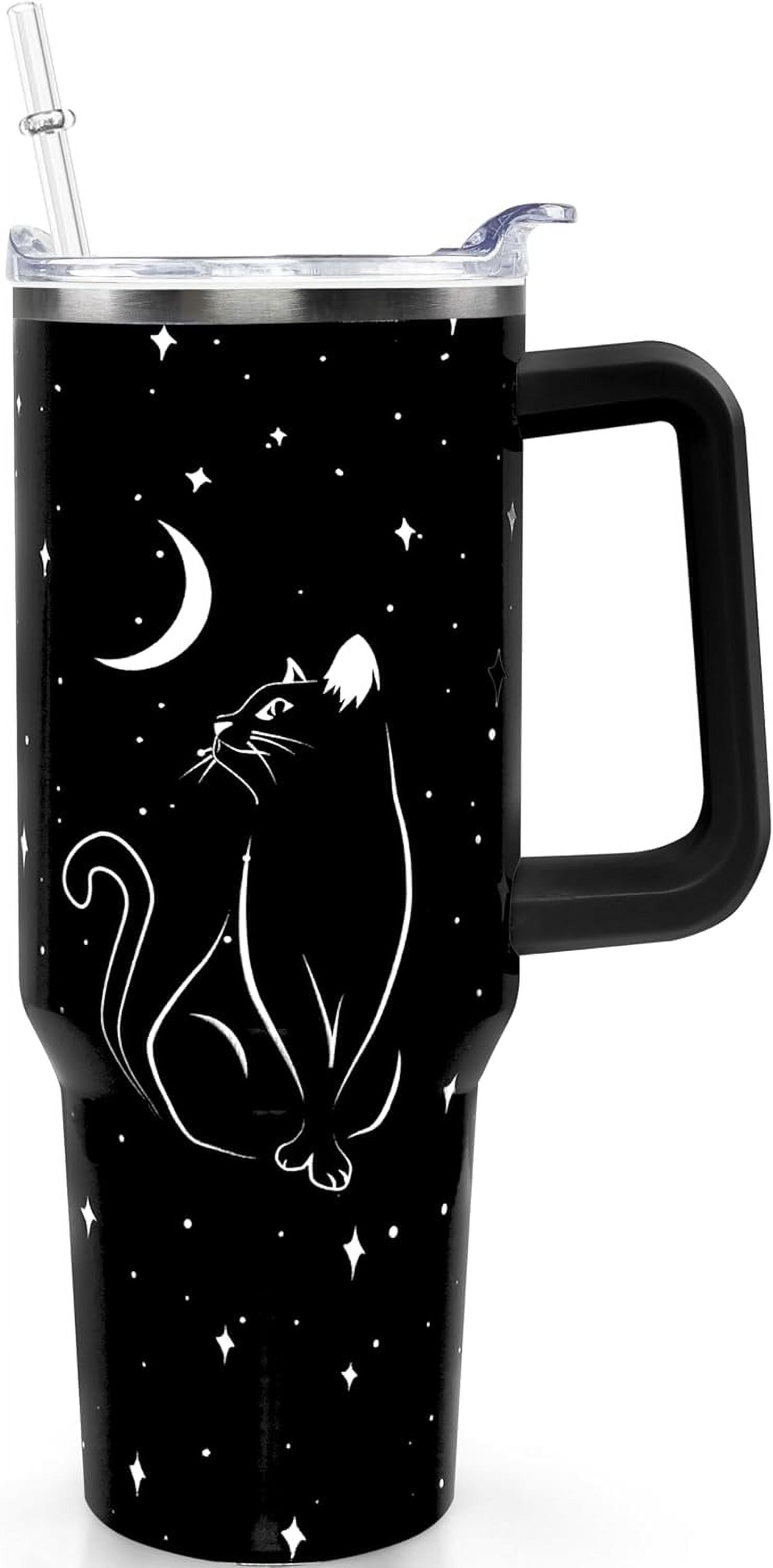 40oz Goth Gothic Tumbler with Handle and Straw, Stainless Steel Vacuum Insulated Flip Straw Butterfly Moon Tumbler, Spill Proof Travel Mug, Witch Decor Gifts for Women - Insulated Tumbler
