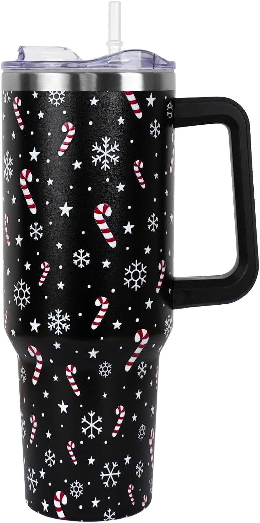 Christmas Tumbler with Handle and Straw Lid 40 oz,Cute Christmas Gifts for Women Gingerbread Candy Cane Vacuum Insulated Leak Proof Tumbler,Winter Holiday Accessories Stainless Steel Coffee Cup Mug - Insulated Tumbler