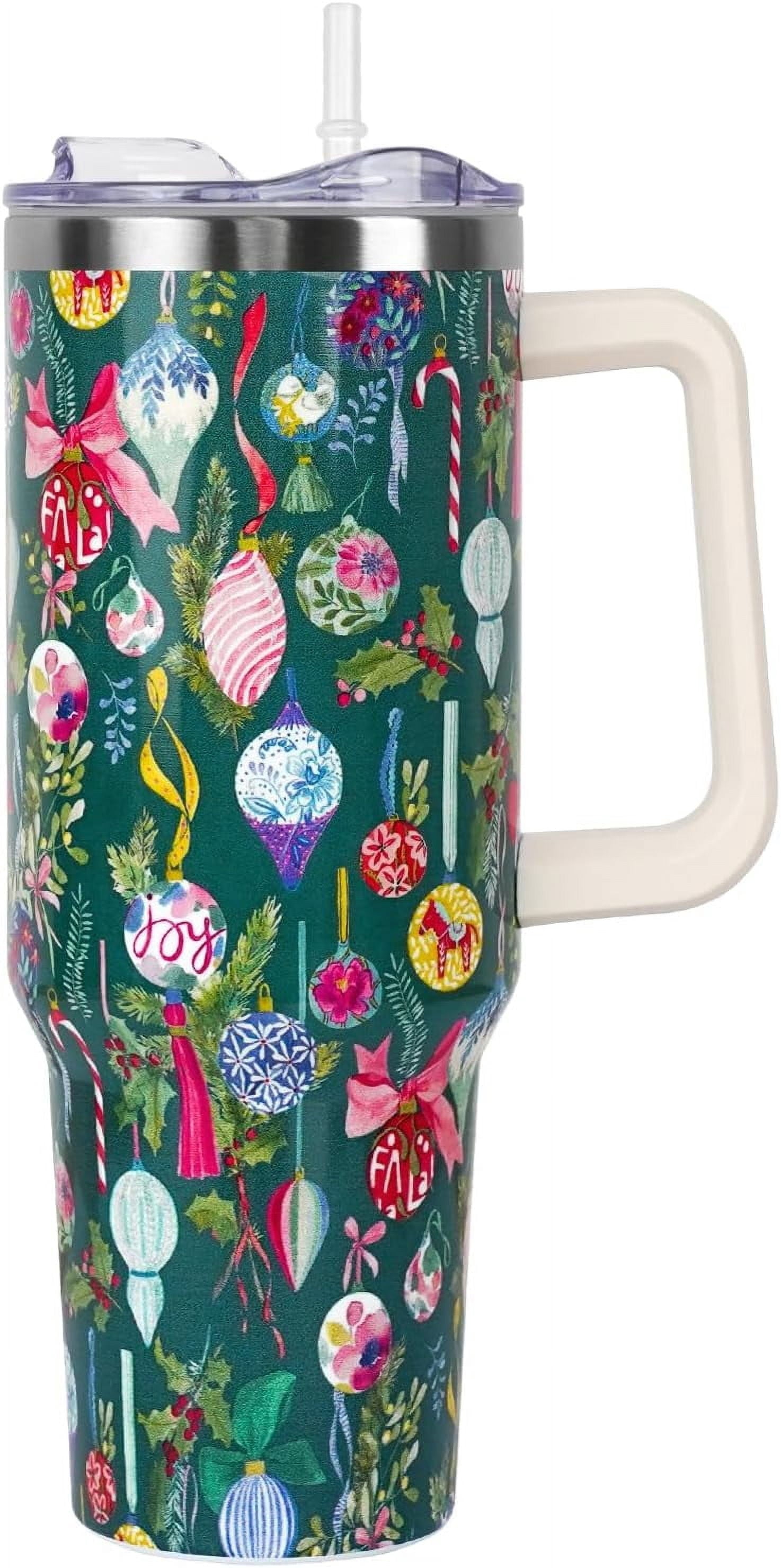 Christmas Tumbler with Handle and Straw Lid 40 oz,Cute Christmas Gifts for Women Gingerbread Candy Cane Vacuum Insulated Leak Proof Tumbler,Winter Holiday Accessories Stainless Steel Coffee Cup Mug - Insulated Tumbler