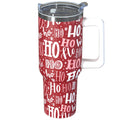 Christmas Tumbler with Handle and Straw Funny Ho Ho Ho Xmas Coffee Mug Water Bottle Travel Cup 30 oz