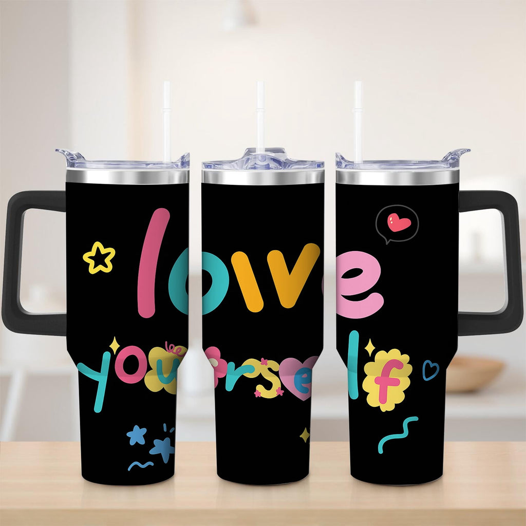 Colorful Love Yourself Stainless Steel Tumbler, 30oz - Tumbler