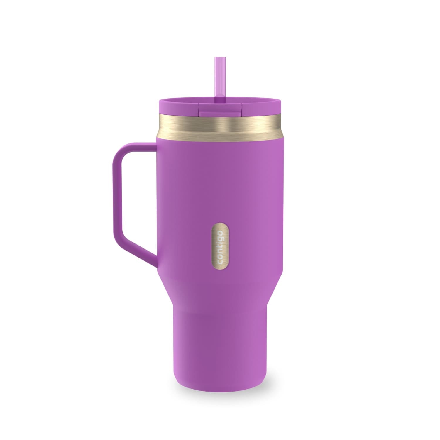 Contigo 30 oz Stainless Steel Water Bottle Tumbler with Straw – Leak-Proof Insulated Travel Mug, Reusable Water Bottle, Side Handle, Black/Bronze - Tumbler