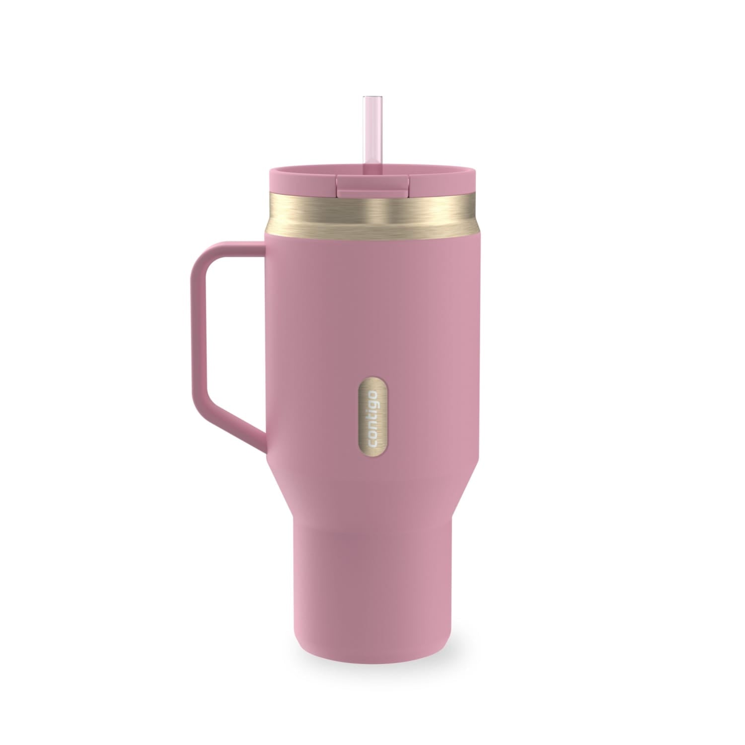 Contigo 30 oz Stainless Steel Water Bottle Tumbler with Straw – Leak-Proof Insulated Travel Mug, Reusable Water Bottle, Side Handle, Black/Bronze - Insulated Tumbler