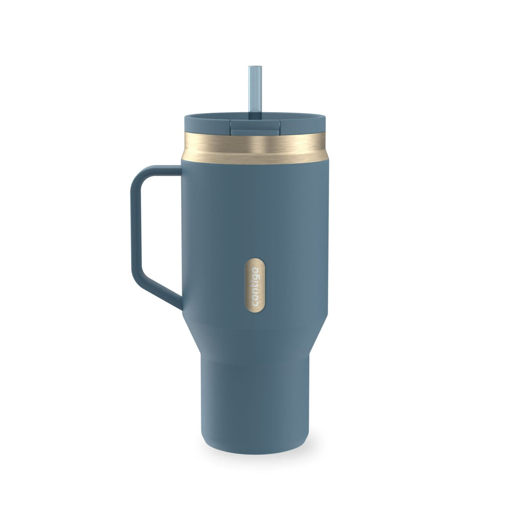 Contigo 30 oz Stainless Steel Water Bottle Tumbler with Straw – Leak-Proof Insulated Travel Mug, Reusable Water Bottle, Side Handle, Black/Bronze - Insulated Tumbler