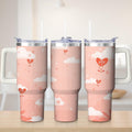 Cute Cloud and Heart Design Stainless Steel Tumbler, 30oz - Tumbler