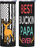 Dad Gifts, Best Papa Ever Tumbler Cups with Lid - Tumblers Straight Mug 20 Oz - Double Wall Insulated Coffee Mug - Holidays Birthday Gifts for Father Grandpa