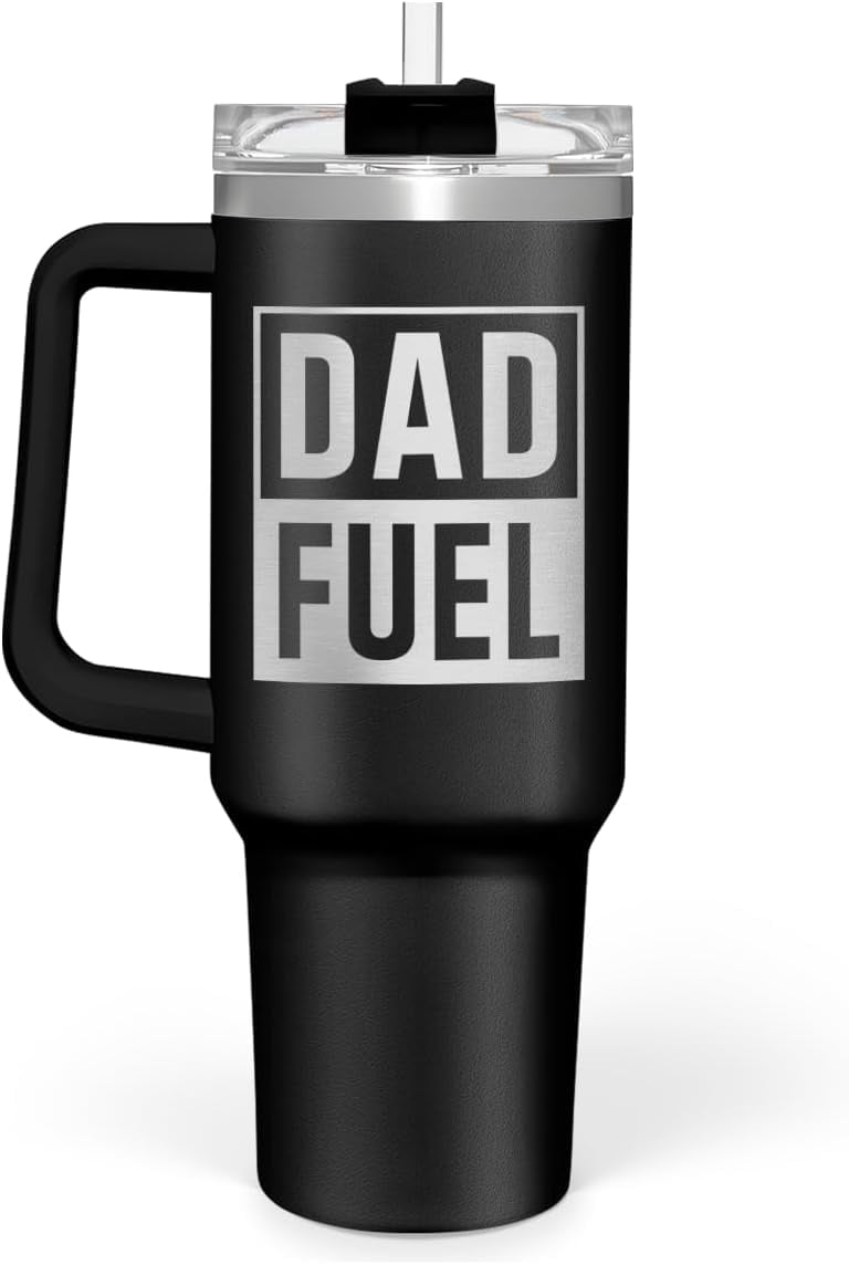 Best Dad Ever Tumbler with Handle 40oz Stainless Steel Insulated - Dad Gifts for Dad from Daughter Son - Coffee Tumbler for Dad Father''s Day Birthday Christmas Cup Gift Set with Lid & Straw - Insulated Tumbler