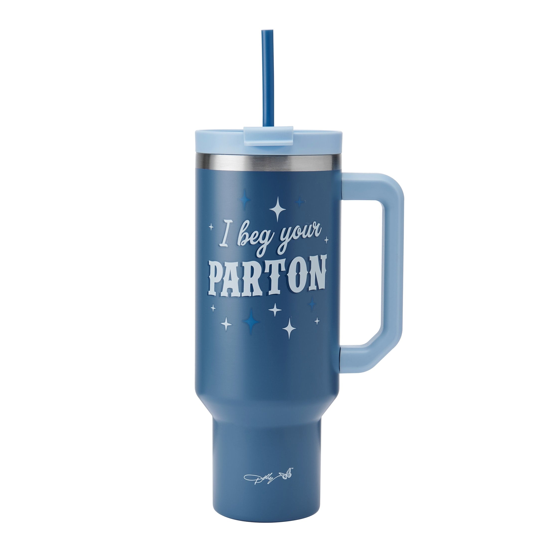 Dolly Parton 40 oz Stainless Steel Tumbler with Handle Blue