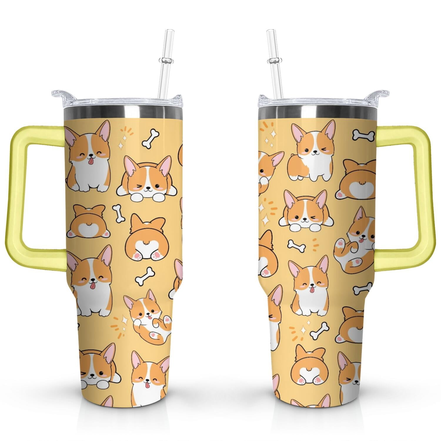 Gift for Dog Lovers Cute Dog Tumbler for Women - 40oz Dog Tumblers with Handle Straw and Lid Tumbler Cup Travel Coffee Mug - Tumbler
