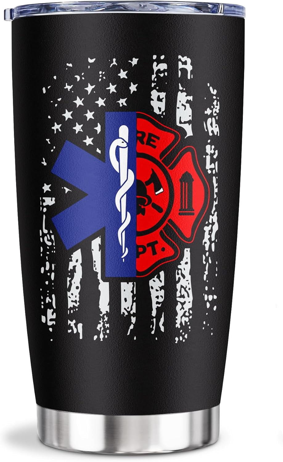 EMT Firefighter Gifts Tumbler 20oz 1PC, First Responder Gift For Women/Men, Paramedic Fireman Firewoman EMS Birthday Gift Ideas, Fd Emergency Department, First In Last Out Responder Coffee Cup