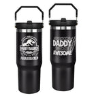 Father''s Day Gifts for Dad 30oz Tumbler with Handle and Straw Vacuum Insulated Water Bottle Stainless Steel, Leak Proof Travel Mug Proud Papa Cup for Men Birthday Christmas Gift from Daughter Son