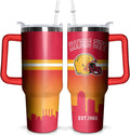 Football 40 OZ Pittsburgh Tumbler with Handle and Straw for Football Fans Gifts Football City Travel Mug Tumbler Cup for Men Women Keeps Drinks Cold & Hot - Tumbler