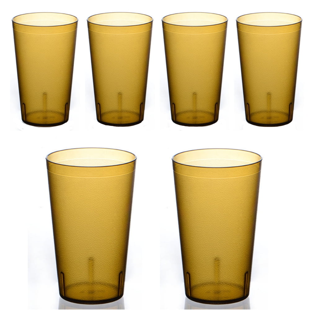 Clear Frosted Drinking Glasses,Reusable Drinking Cups, Large Capacity Beverages Cups,Amber Cold Drink Cups,Unbreakable Plastic Tumbler,for Birthday Party Picnic Buffet 16oz - Tumbler
