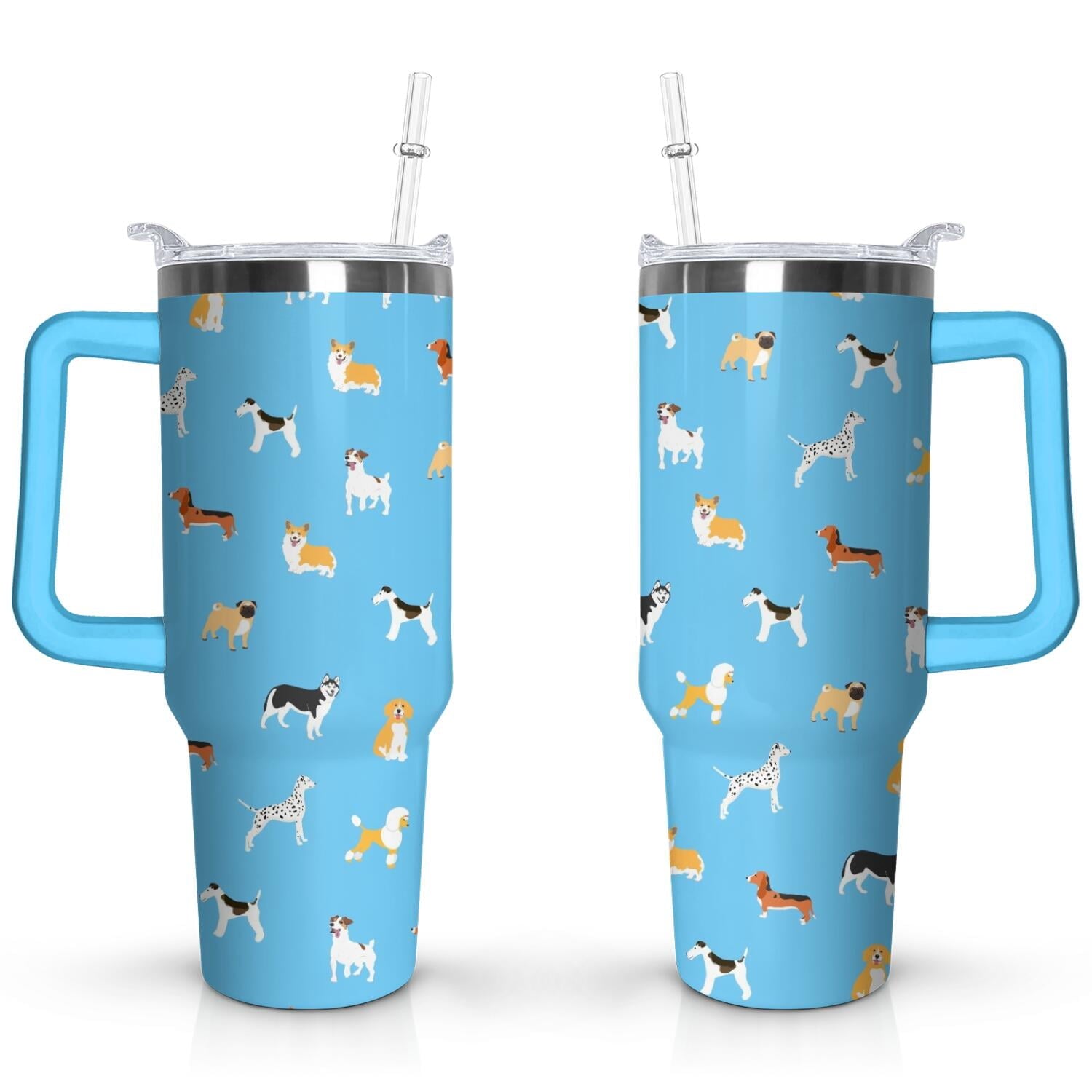 Gift for Dog Lovers Cute Dog Tumbler for Women - 40oz Dog Tumblers with Handle Straw and Lid Tumbler Cup Travel Coffee Mug - Tumbler