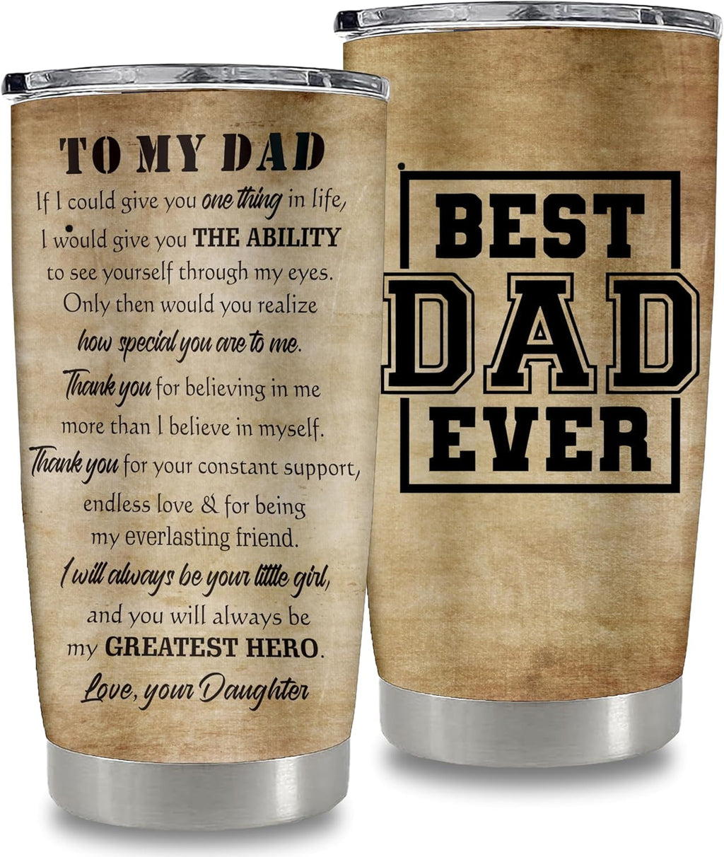 Stepdad Gifts from Daughter, Son, Kids, Bonus Dad Birthday Gifts for Stepfather Christmas Ideas, Step Dad 20 Oz Tumbler Stepped Up Dad Cup - Tumbler