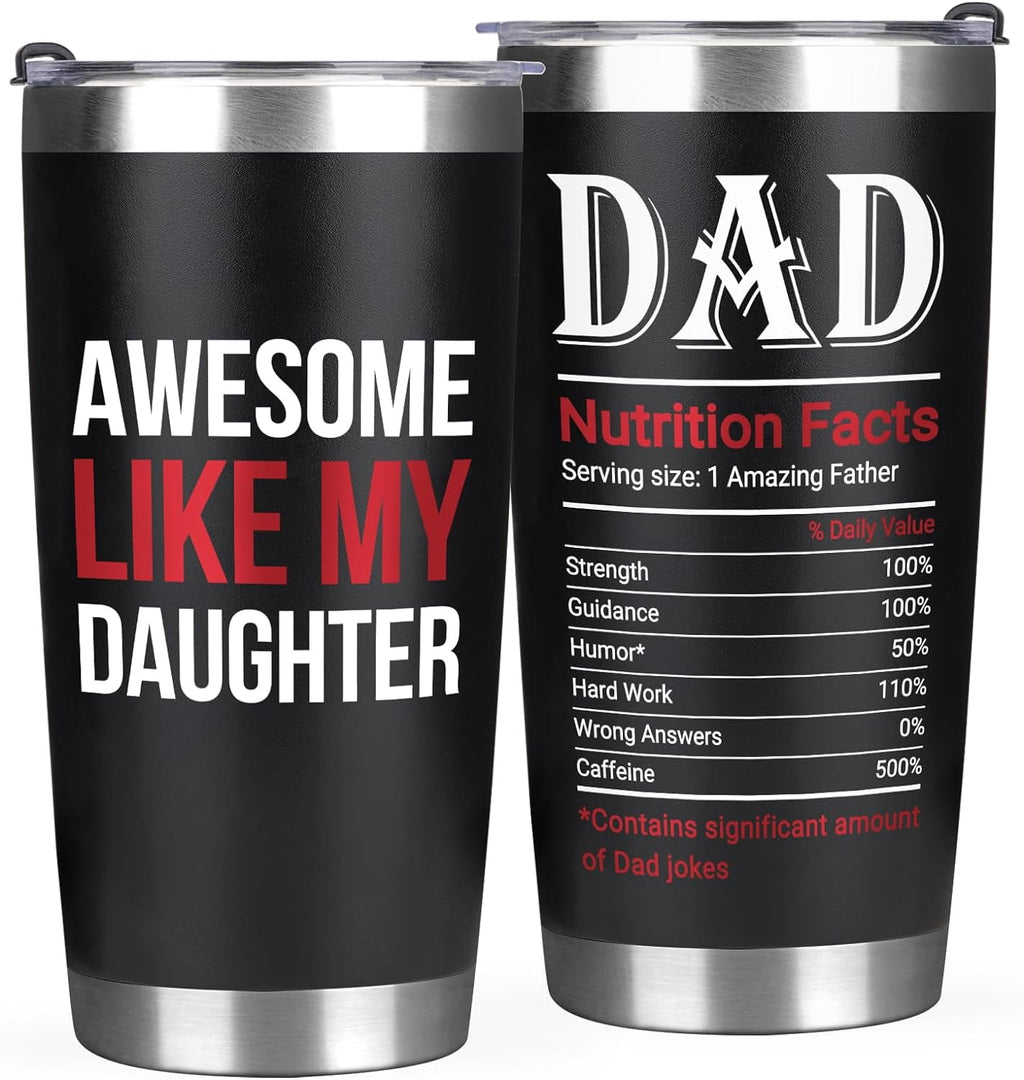 Gifts for Dad, Funny Dad Tumbler 20 Oz-Awesome Like My Daughter, Birthday Gifts for Dad from Daughter, Father''s Day Gifts for Dad Step Dad, Best Dad Christmas Gifts Coffee Cup