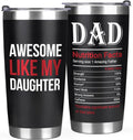 Gifts for Dad, Funny Dad Tumbler 20 Oz-Awesome Like My Daughter, Birthday Gifts for Dad from Daughter, Father''s Day Gifts for Dad Step Dad, Best Dad Christmas Gifts Coffee Cup