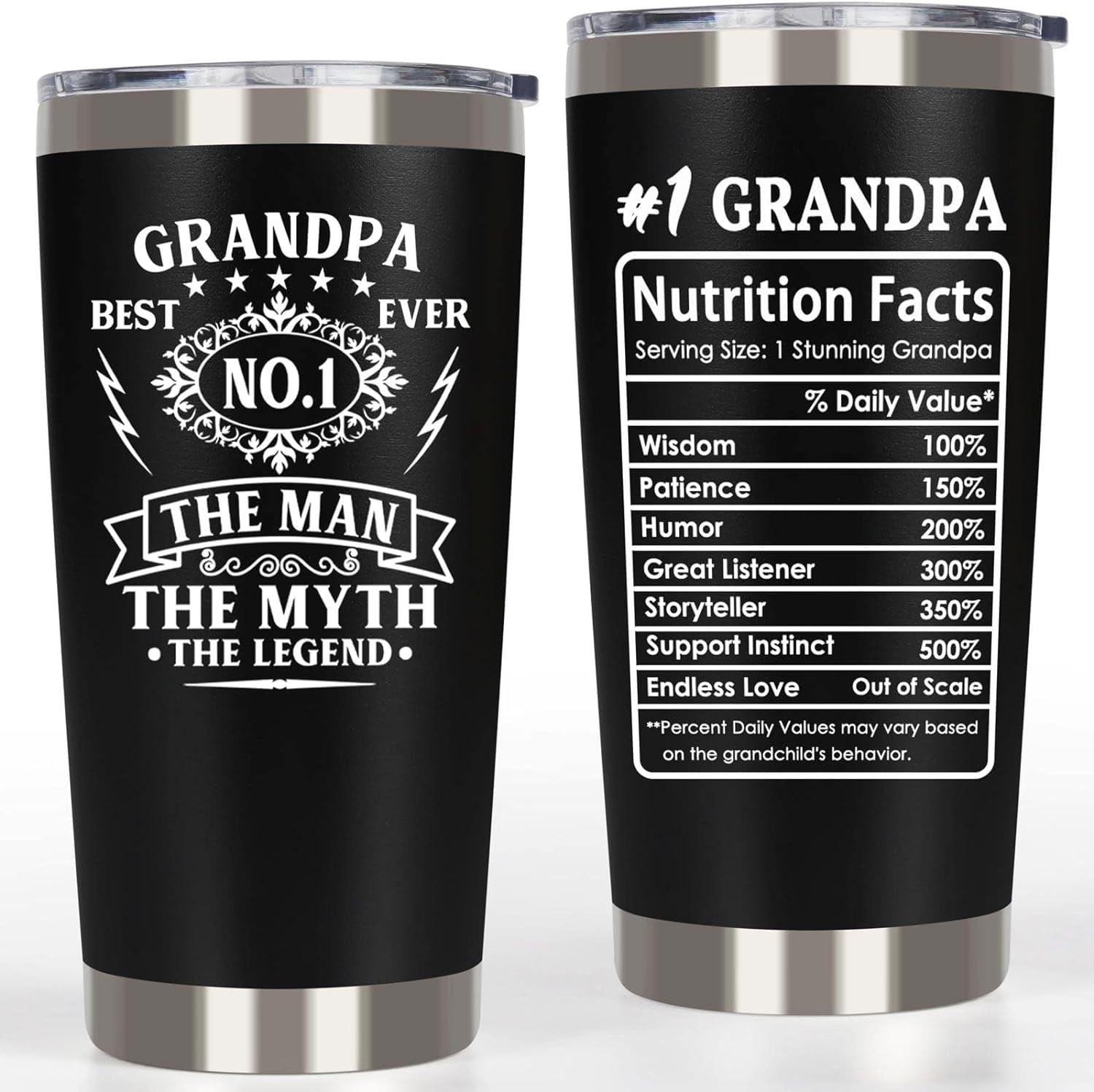 Gifts for Grandpa Gifts Tumbler, Best Grandpa Gifts from Grandchildren Grandkids - Best Grandpa Ever Gifts, 1 Grandpa Cup, Grandfather Gifts from Granddaughter Grandson Coffee Mug, 20oz
