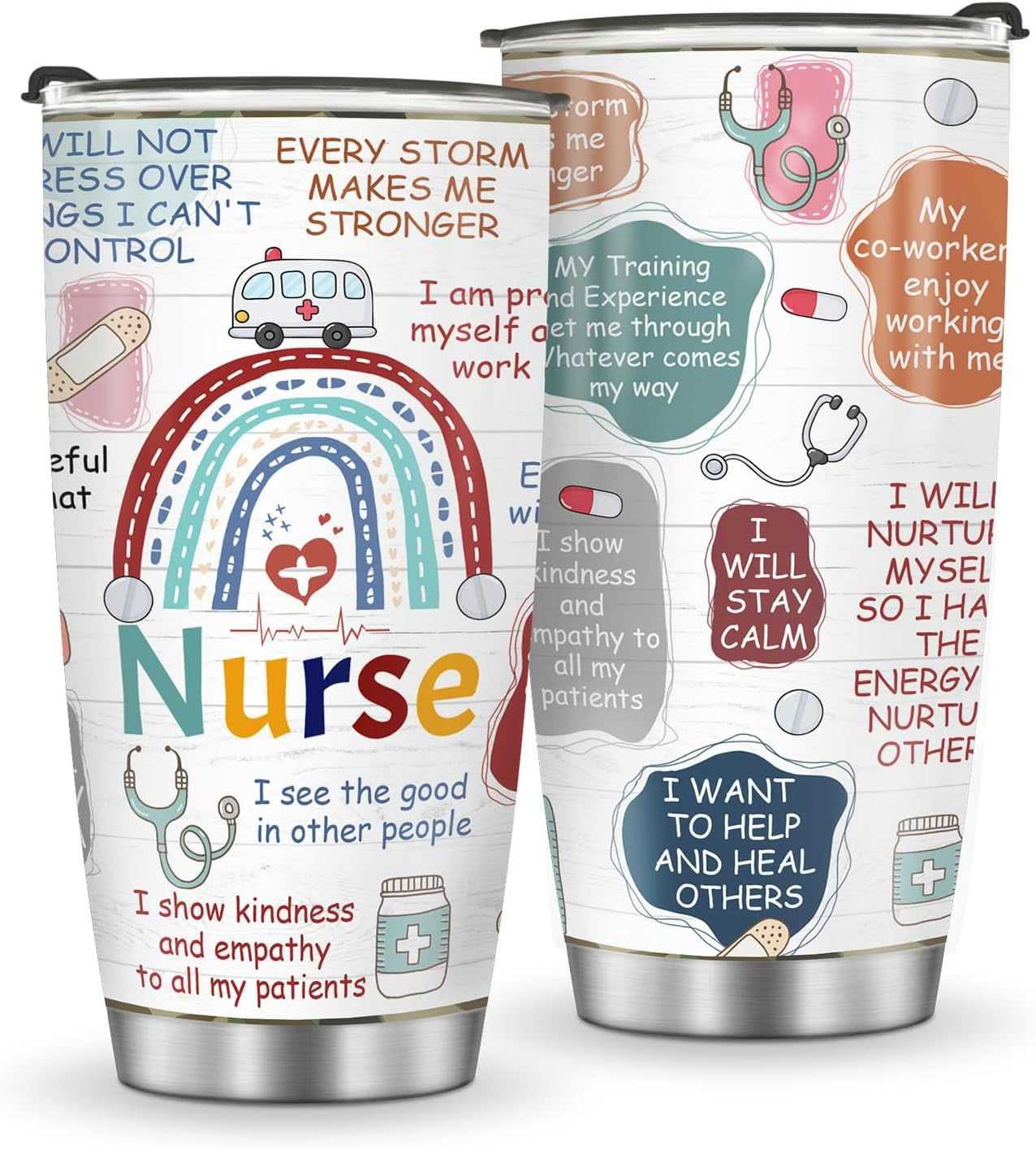 Mug Tumbler Gifts for Nurse - Gifts for Women Girls Nurse Practitioner Appreciation Presents Nursing School Graduation Nurses Week Nurse Accessories 20oz Stainless Steel Coffee Cup - Tumbler