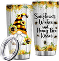 Gnome Sunflower Insulated Tumbler Cup with Lid, Stainless Steel 30oz Tumler, Gnome Gift for Coffee Lover