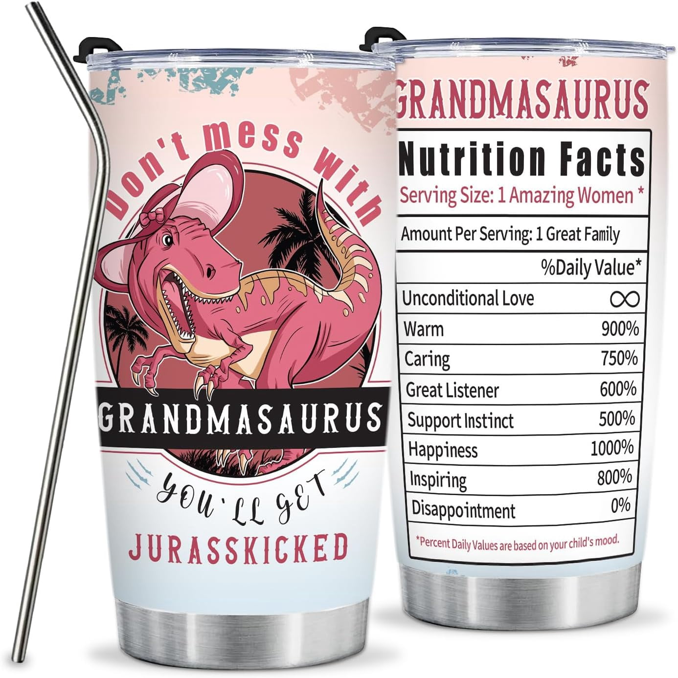 Grandma Tumbler Gift for Grandma For Mother''s Day from Grand kids Grandma Gifts from Granddaughter Grandson - 20oz Funny Tumbler Dinosaur Cup - Unique Birthday Christmas gifts for Grandma