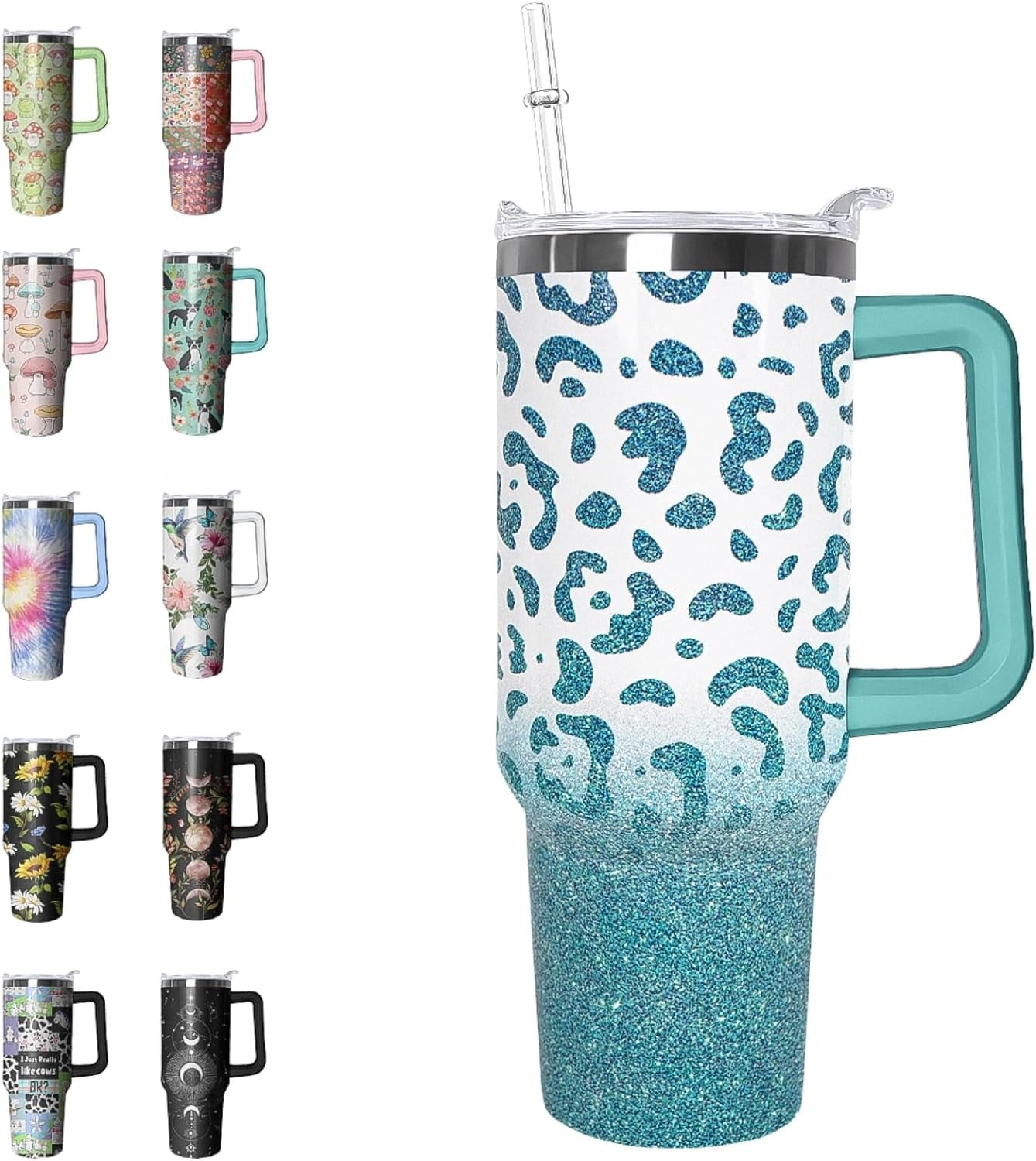 40 oz Tumbler with Handle and Straw Leak Proof Tumbler 40 oz Insulated Cup with Handle Hummingbird Coffee Travel Mug 40 oz Hummingbird Tumbler with Handle Hummingbird Gifts for Women - Insulated Tumbler