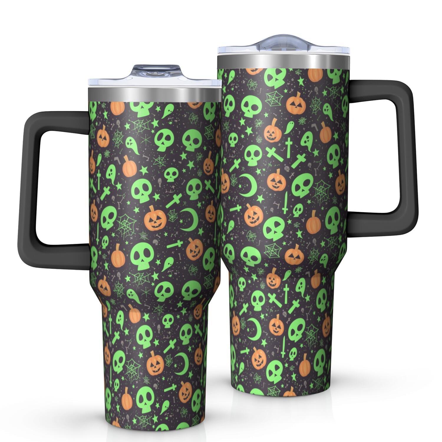 Halloween Style Mega Mug 40oz – Stainless Steel Insulated Tumbler with Handle and Straw, Large Capacity Travel Cup for Hot & Cold Drinks - Tumbler