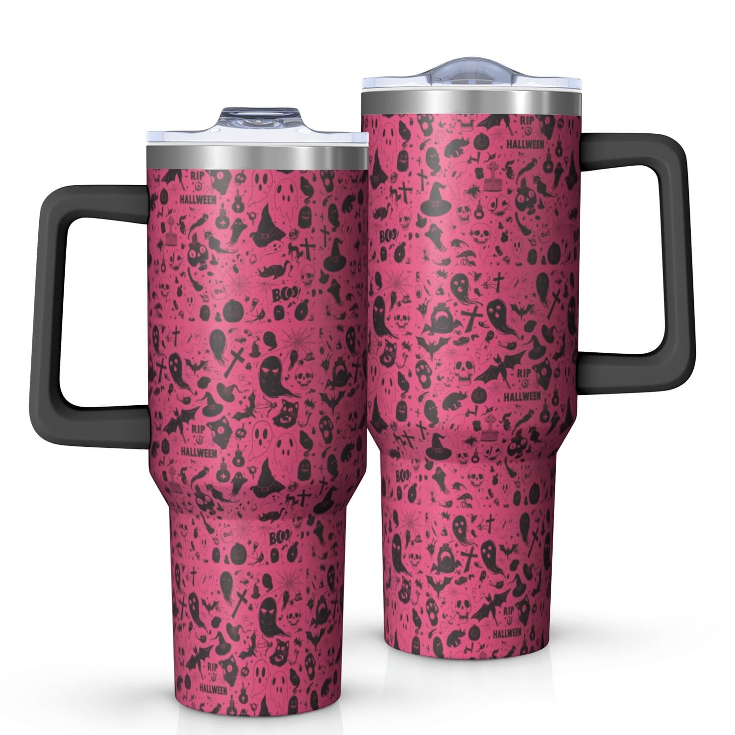 Halloween Style Mega Mug 40oz – Stainless Steel Insulated Tumbler with Handle and Straw, Large Capacity Travel Cup for Hot & Cold Drinks - Tumbler