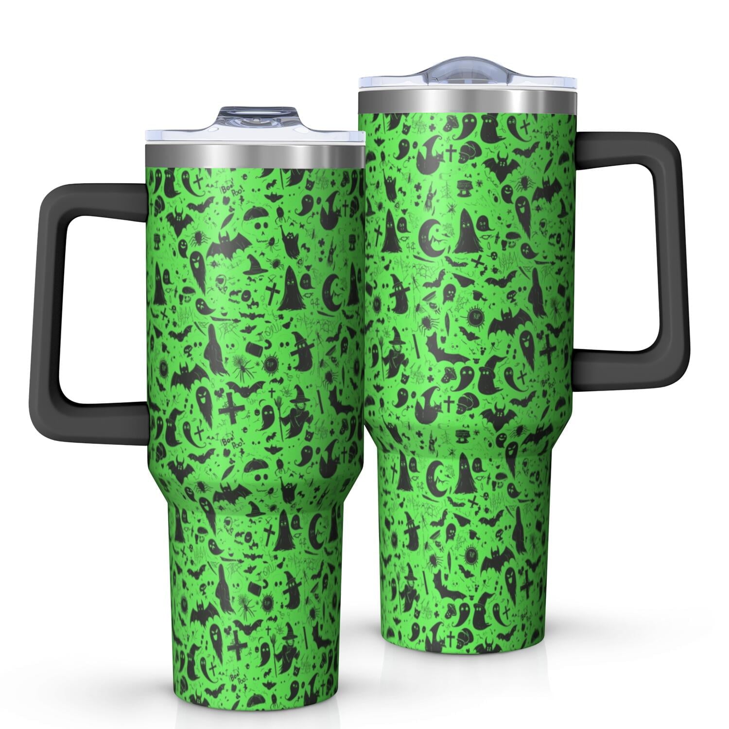 Halloween Style Mega Mug 40oz – Stainless Steel Insulated Tumbler with Handle and Straw, Large Capacity Travel Cup for Hot & Cold Drinks - Tumbler