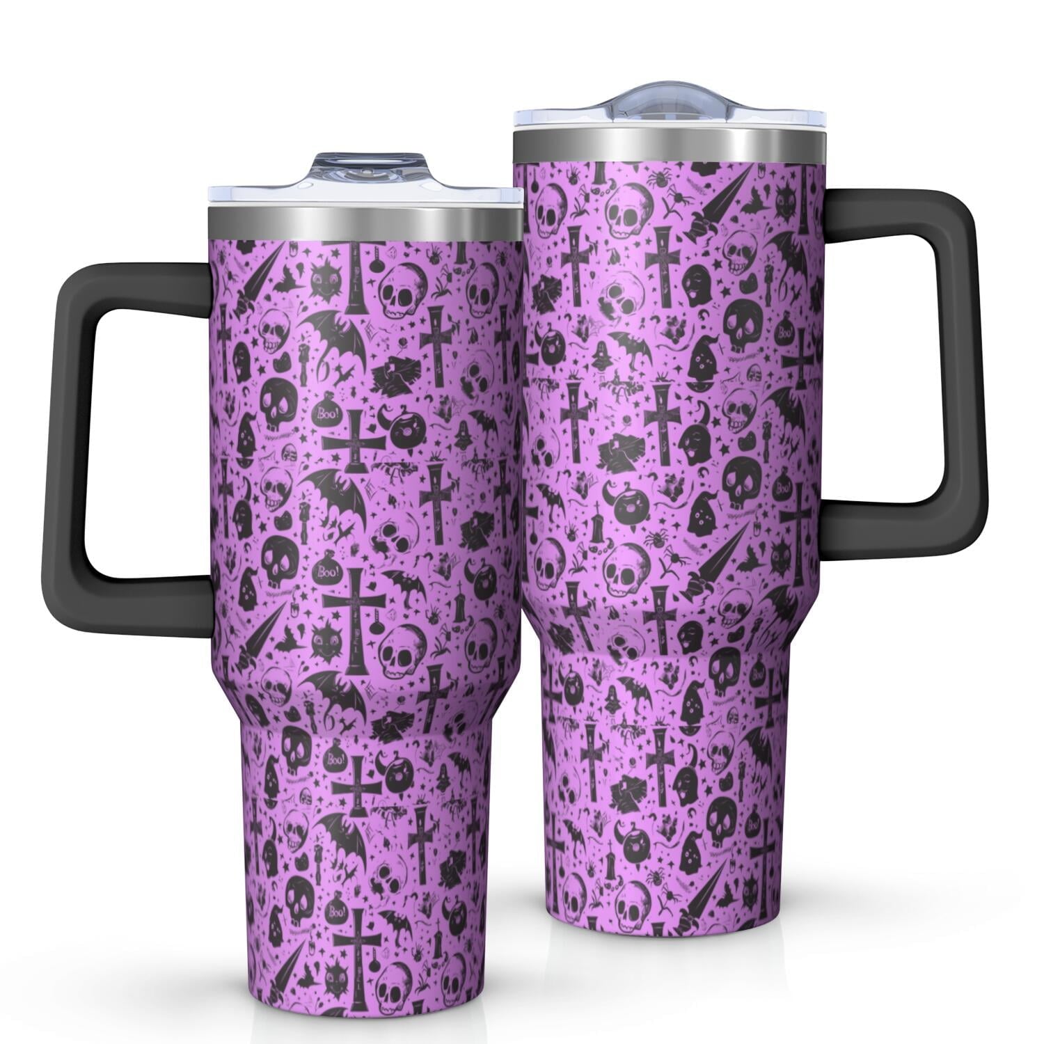 Halloween Style Mega Mug 40oz – Stainless Steel Insulated Tumbler with Handle and Straw, Large Capacity Travel Cup for Hot & Cold Drinks - Insulated Tumbler